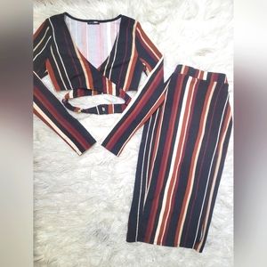 Fashion Nova Set Long Sleeve Wrap Midi Women's Sz M NWOT